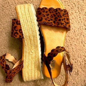 Cheetah Print Platform Boutique Wedges
